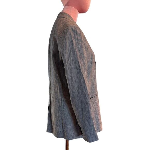 Club Monaco Blazer Jacket Linen Viscose Blue White 2 Pockets 1 Button 0 XS - Picture 3 of 7